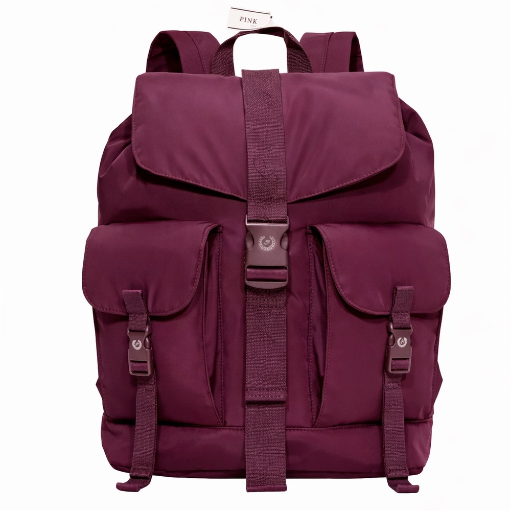 NWT PINK Victoria’s Secret Nylon Cargo Backpack Wild Rose Full Size School